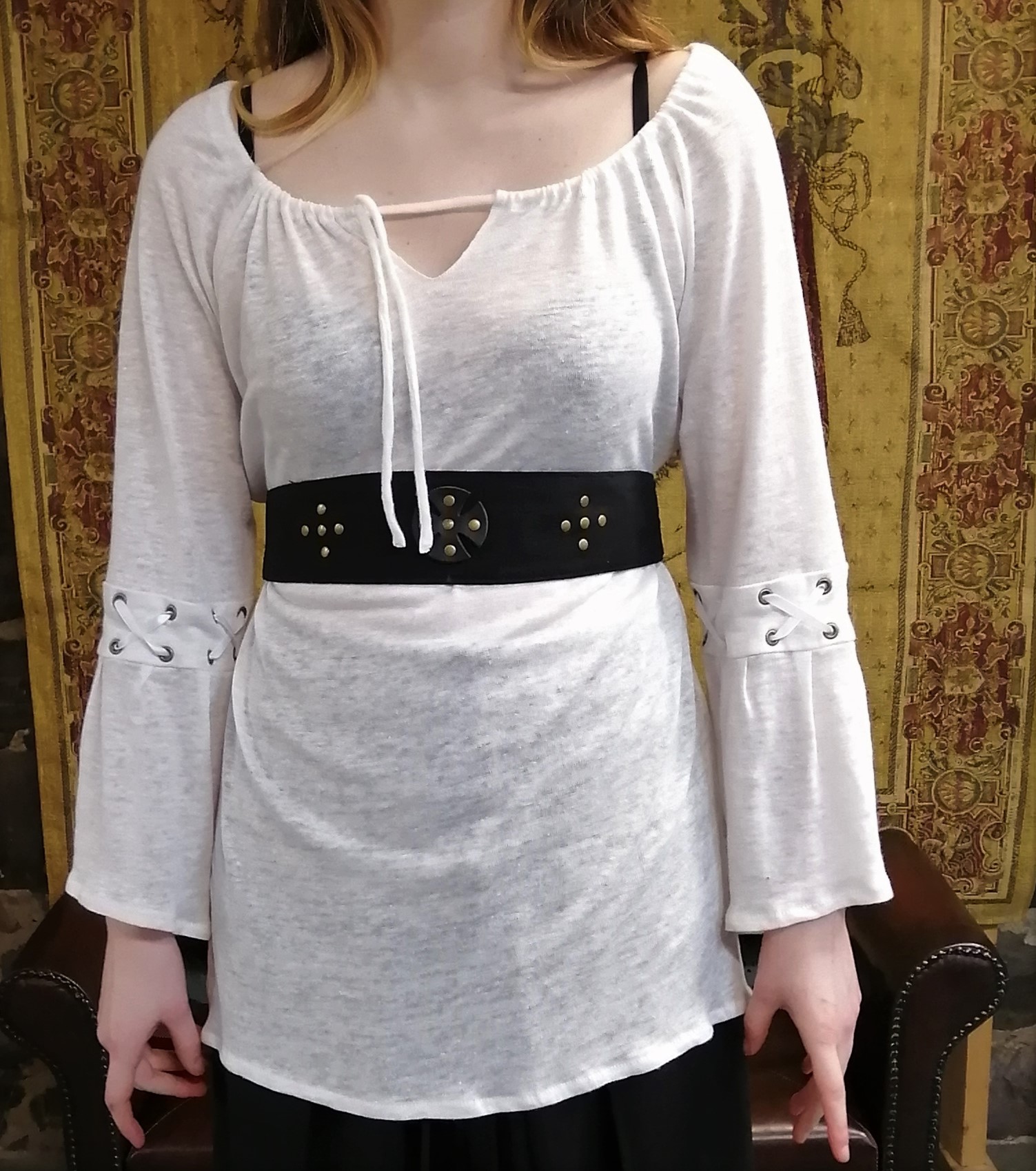 Blouse GABRIELLE SEILLANCE Taille 48 Neuve - Noir Et Imprimé, Polyester, Coupe Classique